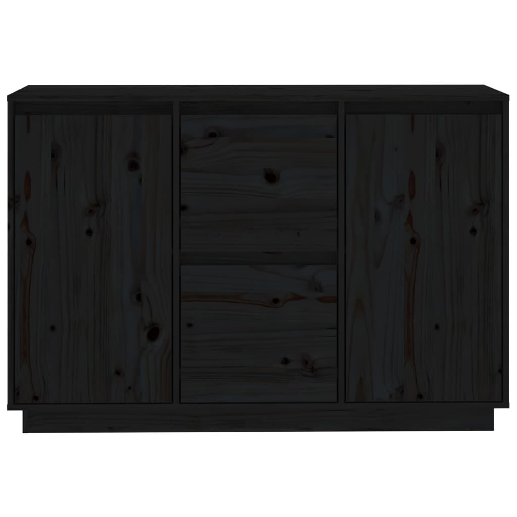 vidaXL Ντουλάπι Μαύρος 111 x 34 x 75 εκ. από Μασίφ Ξύλο Πεύκου