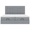 vidaXL Οθωμανικό κρεβάτι με στρώματα & LEDs Ανοιχτό γκρι ύφασμα