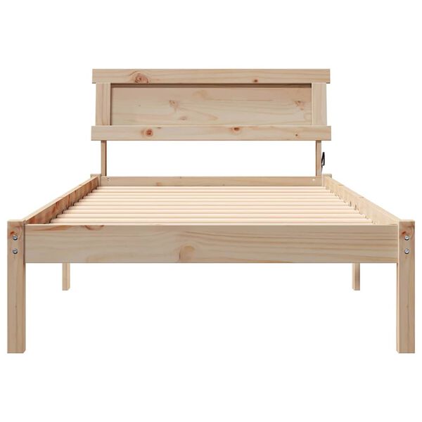 vidaXL Σκελετός Κρεβατιού Καφέ 90 x 200 cm Μασίφ ξύλο πεύκου