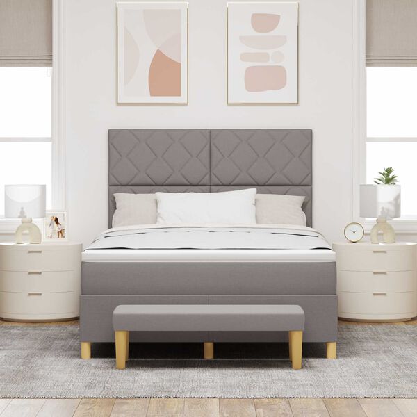 vidaXL Box Spring Bed με Στρώμα & Πάγκο Ταπέτα 160x200 εκ Ύφασμα