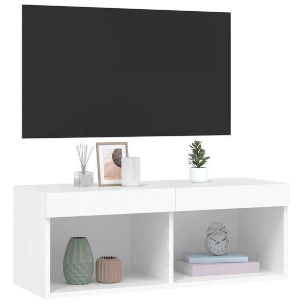 vidaXL Έπιπλο Τηλεόρασης με LED Λευκό 80 x 30 x 30 εκ.