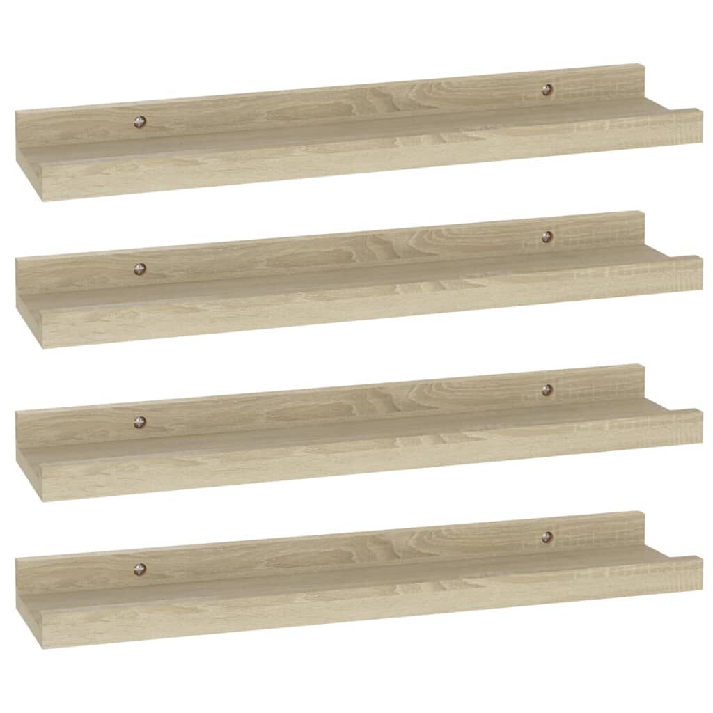 vidaXL Ράφια Τοίχου 4 τεμ. Sonoma Δρυς 40 x 9 x 3 εκ.