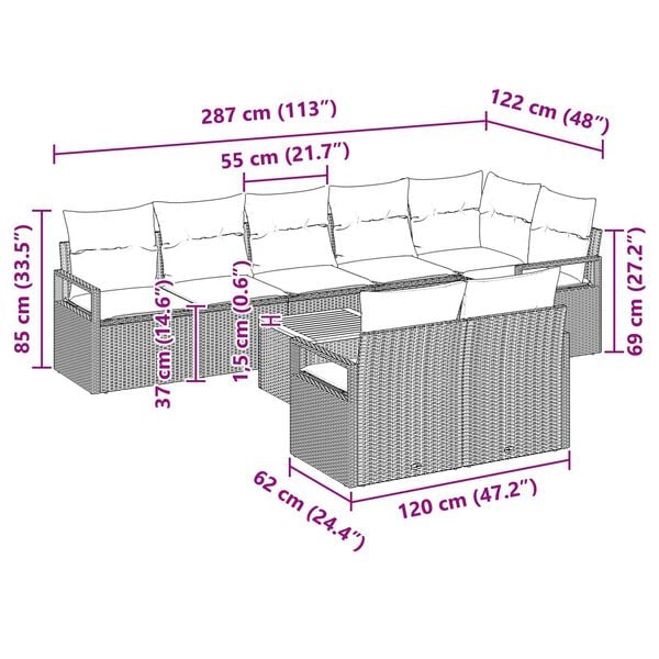 vidaXL Σετ Καναπέ Κήπου 9 pcs Μπεζ και λευκό