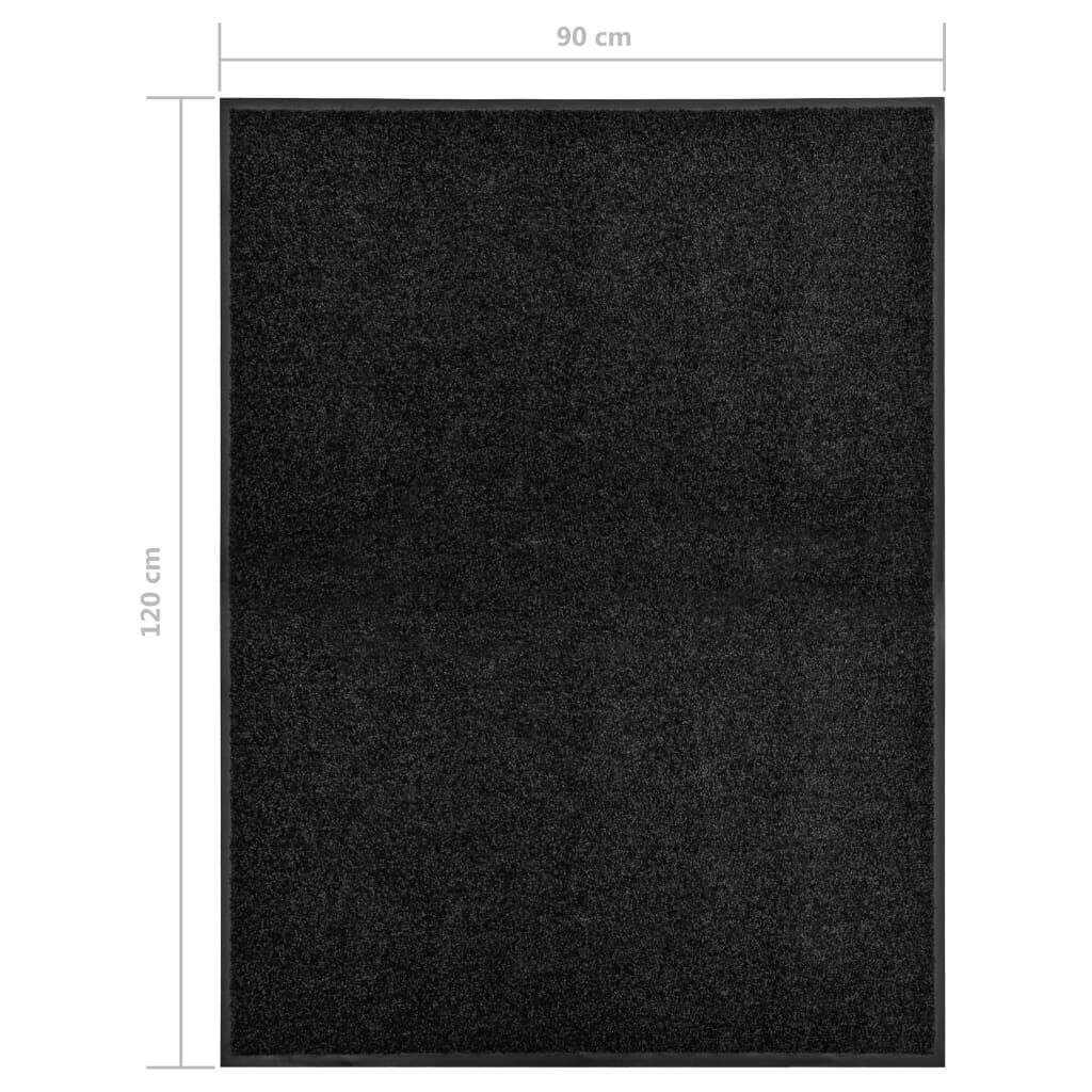 vidaXL Πατάκι Εισόδου Πλενόμενο Μαύρο 90 x 120 εκ.
