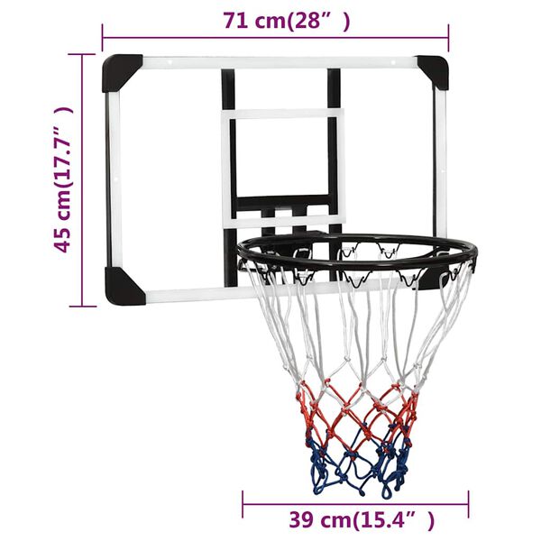 vidaXL Ταμπλό Μπασκέτας Διάφανο 71x45x2,5 εκ. Πολυανθρακικό