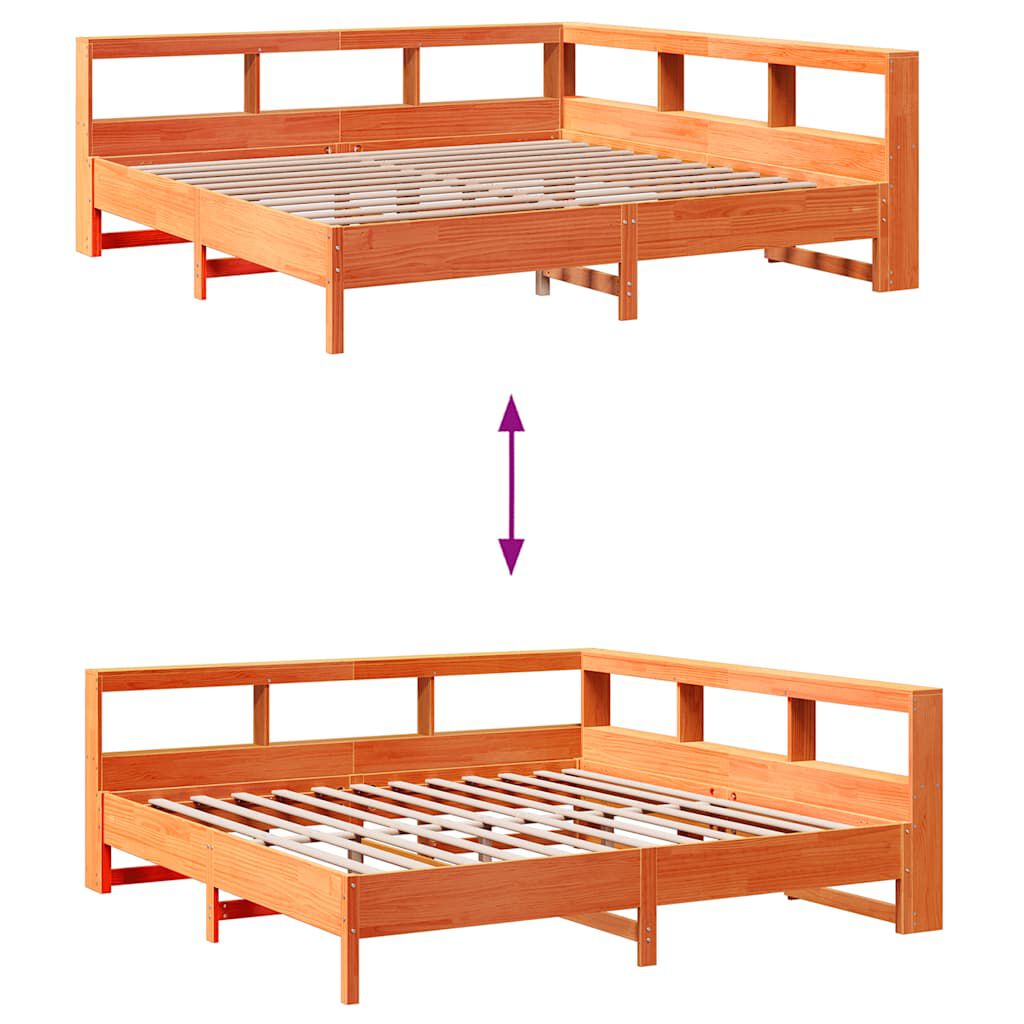 vidaXL Κρεβάτι Βιβλιοθήκη Χωρίς Στρώμα 180x200 εκ Μασίφ Ξύλο Πεύκου