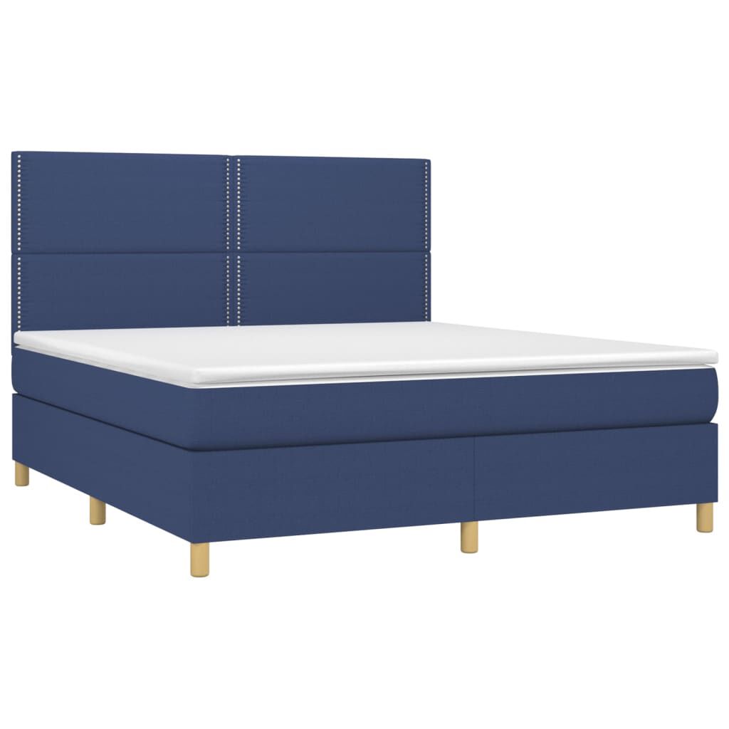 vidaXL Κρεβάτι Boxspring με Στρώμα Μπλε 160x200 εκ. Υφασμάτινο
