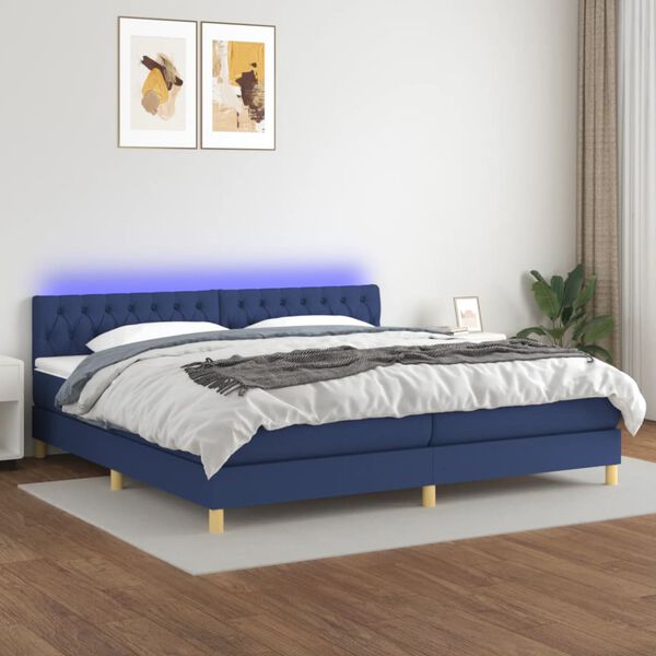 vidaXL &Kappa;&rho;&epsilon;&beta;ά&tau;&iota; Boxspring &mu;&epsilon; &Sigma;&tau;&rho;ώ&mu;&alpha; & LED &Mu;&pi;&lambda;&epsilon; 200x200 &epsilon;&kappa;. &Upsilon;&phi;&alpha;&sigma;&mu;ά&tau;&iota;&nu;&omicron;