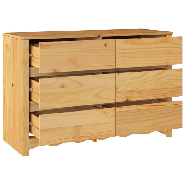 vidaXL Συρταριοθήκη με ράφι Καφέ 111 x 43 x 73.5 εκ. Μασίφ ξύλο πεύκου