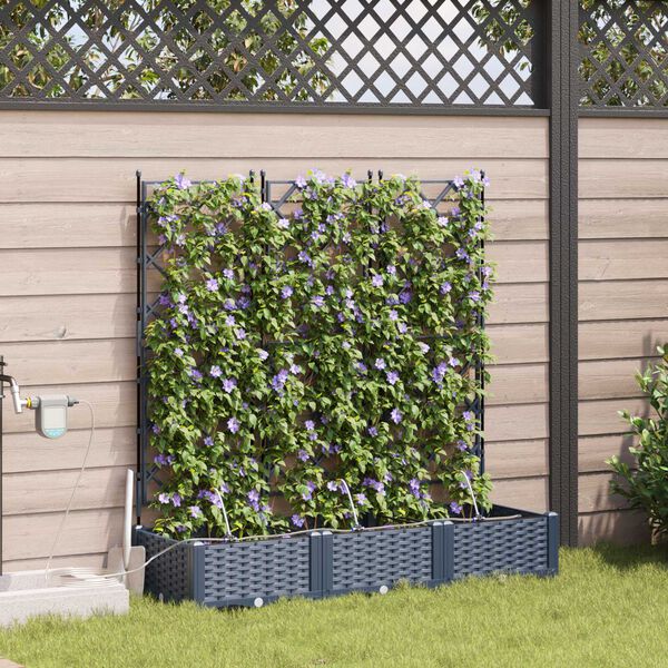 vidaXL Ζαρντινιέρες κήπου Γκρι 120 x 40 x 126 cm Ατσάλι