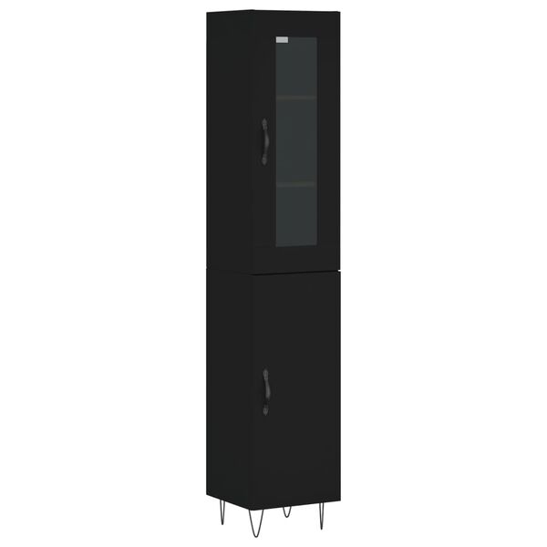 vidaXL Ντουλάπι Μαύρο 34,5 x 34 x 180 εκ. από Επεξεργασμένο Ξύλο