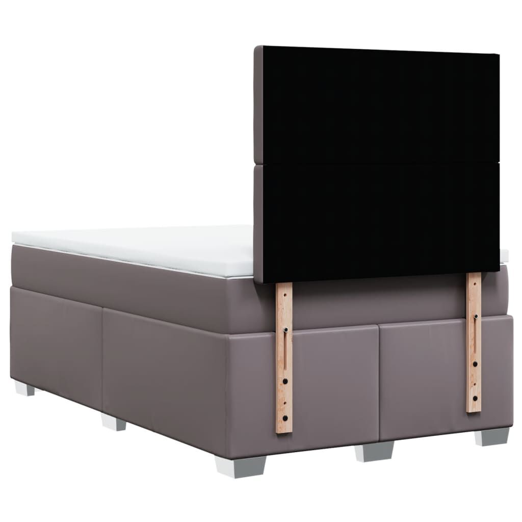 vidaXL Κρεβάτι Boxspring με Στρώμα Γκρι 120x200εκ. από Συνθετικό Δέρμα