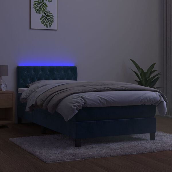 vidaXL &Kappa;&rho;&epsilon;&beta;ά&tau;&iota; Boxspring &mu;&epsilon; &Sigma;&tau;&rho;ώ&mu;&alpha; & LED &Sigma;&kappa;. &Mu;&pi;&lambda;&epsilon; 100x200&epsilon;&kappa;. &Beta;&epsilon;&lambda;&omicron;ύ&delta;&iota;&nu;&omicron;
