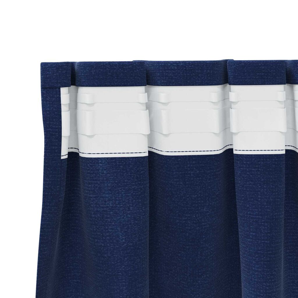 vidaXL Κουρτίνες με κουρτίνες 2 pcs Σκούρο Μπλε 140 x 175 cm Βελούδο