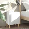 vidaXL Κομοδίνo Λευκό 40 x 30 x 50 εκ. με Μασίφ Ξύλινα Πόδια