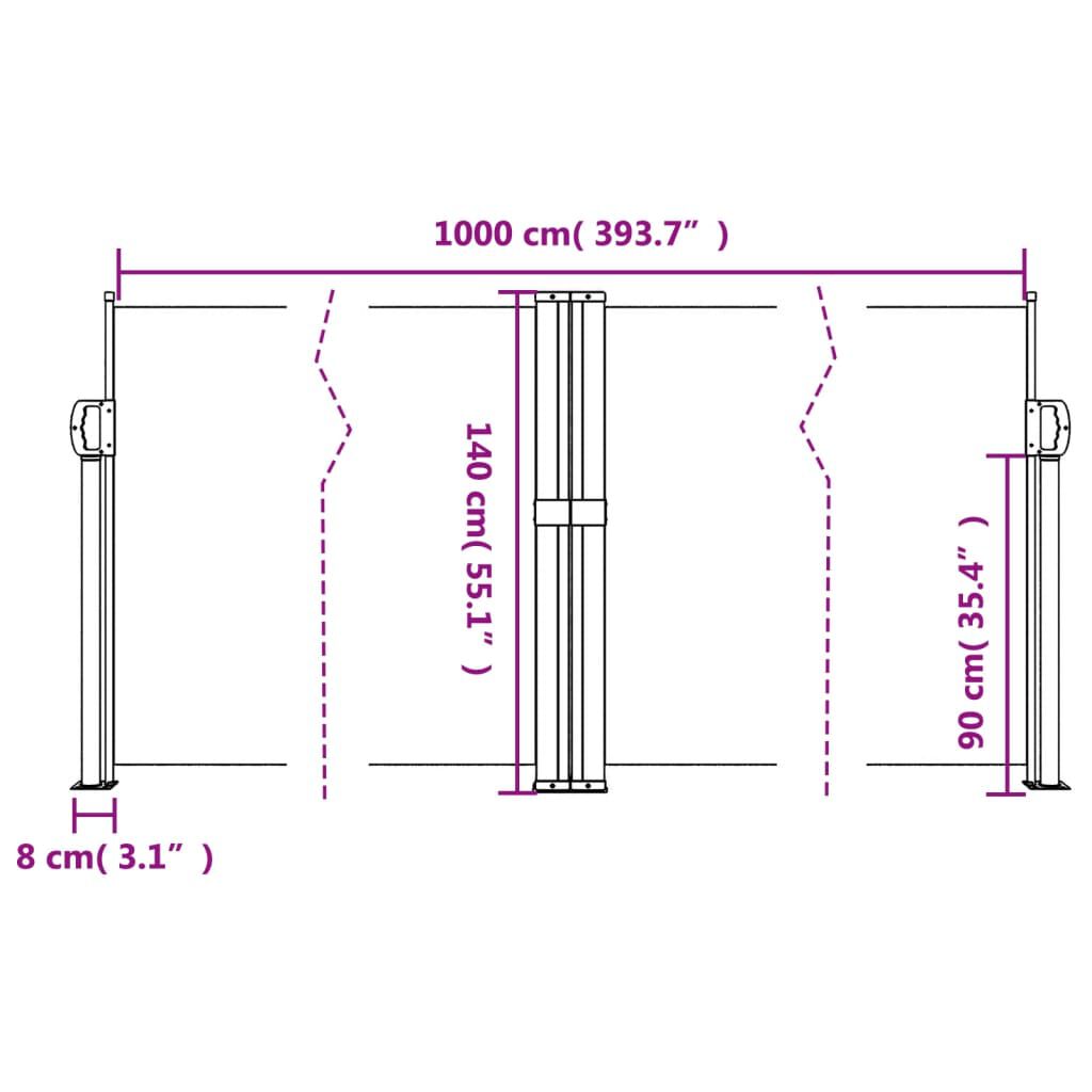vidaXL Σκίαστρο Πλαϊνό Συρόμενο Κρεμ 140 x 1000 εκ.
