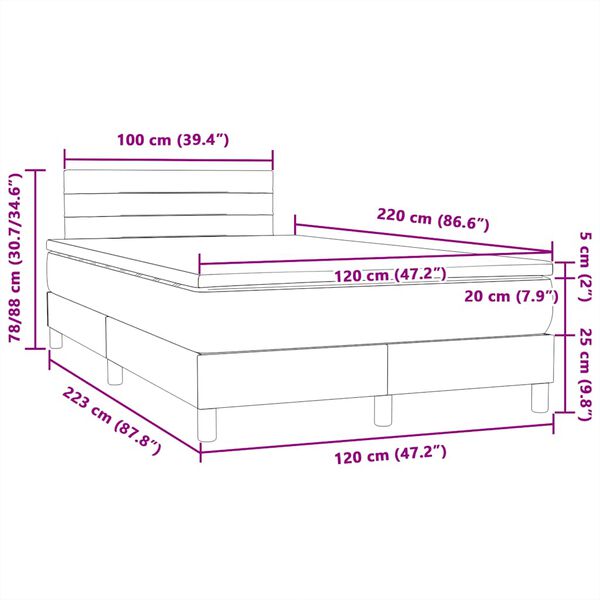 vidaXL Box Spring κρεβάτι με στρώμα ροζ 120x220 cm Βελούδινο