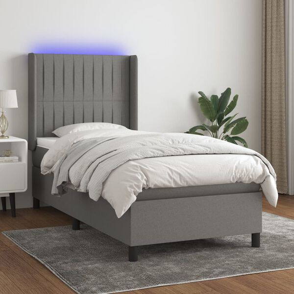 vidaXL &Kappa;&rho;&epsilon;&beta;ά&tau;&iota; Boxspring &mu;&epsilon; &Sigma;&tau;&rho;ώ&mu;&alpha; & LED &Sigma;&kappa;.&Gamma;&kappa;&rho;&iota; 80x200 &epsilon;&kappa;. &Upsilon;&phi;&alpha;&sigma;&mu;ά&tau;&iota;&nu;&omicron;