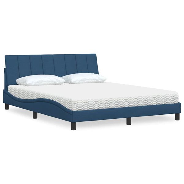 vidaXL Κρεβάτι Μπλε 160x200 εκ. Υφασμάτινο