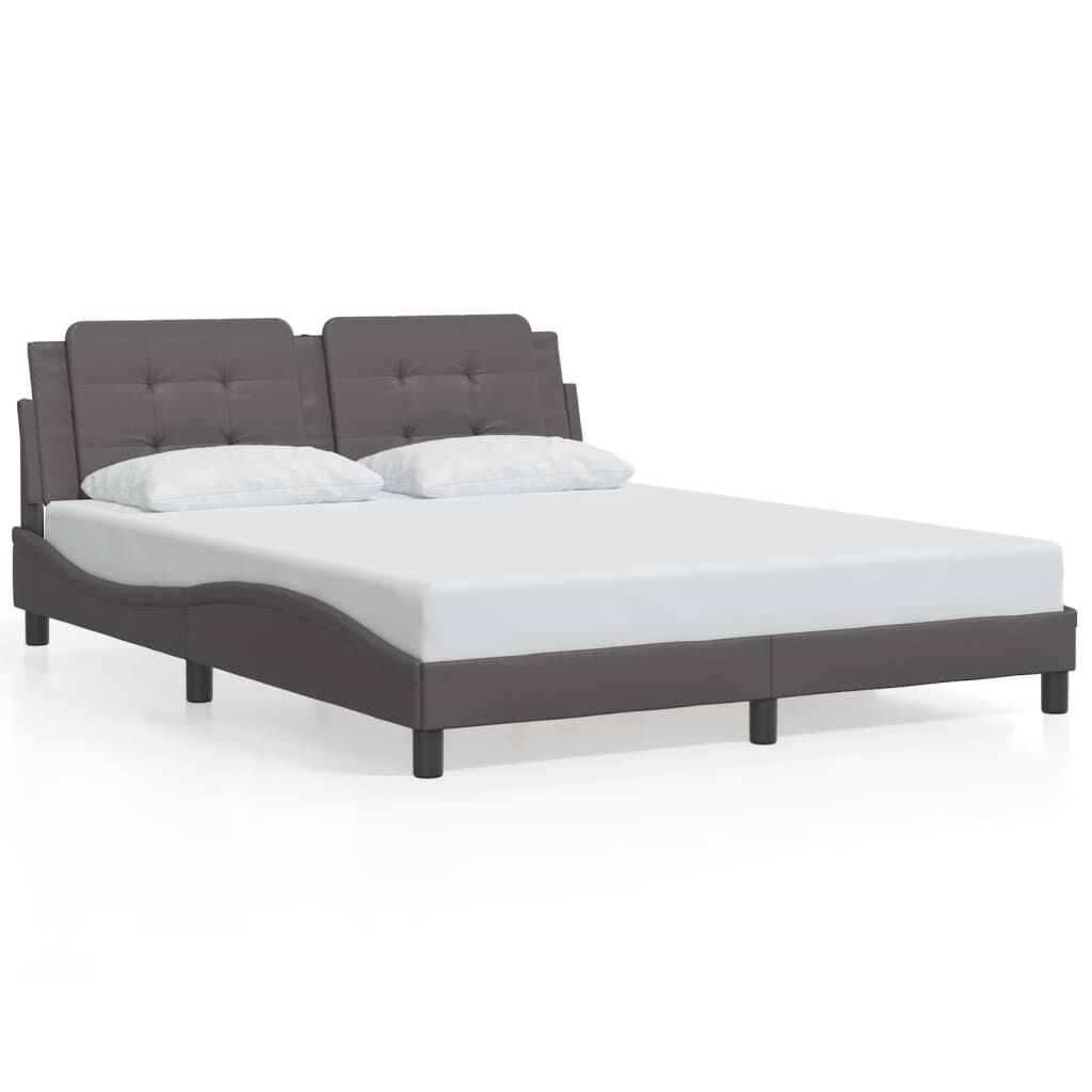 vidaXL Πλαίσιο Κρεβατιού με Κεφαλάρι Γκρι 160x200 εκ. Συνθετικό Δέρμα