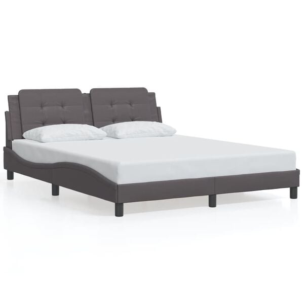 vidaXL Πλαίσιο Κρεβατιού με Κεφαλάρι Γκρι 160x200 εκ. Συνθετικό Δέρμα