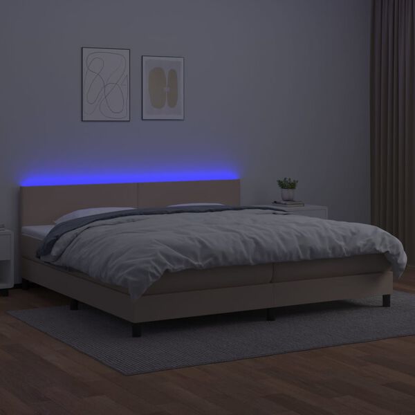vidaXL &Kappa;&rho;&epsilon;&beta;ά&tau;&iota; Boxspring &Sigma;&tau;&rho;ώ&mu;&alpha;&LED &Kappa;&alpha;&pi;&omicron;&upsilon;&tau;&sigma;ί&nu;&omicron; 200x200 &epsilon;&kappa;. &Sigma;&upsilon;&nu;&theta;. &Delta;έ&rho;&mu;&alpha;