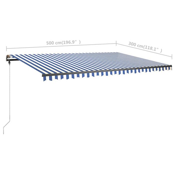 vidaXL Τέντα Συρόμενη Χειροκίνητη με LED Μπλε / Λευκό 500 x 300 εκ.