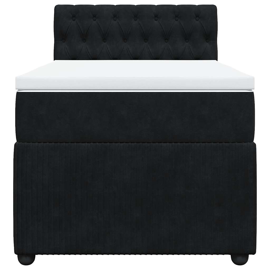 vidaXL Κρεβάτι Boxspring με Στρώμα Μαύρο 90x190 εκ. Βελούδινο