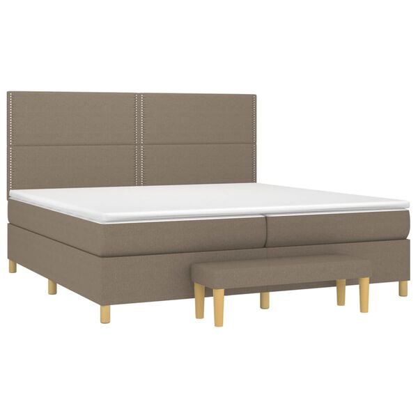 vidaXL &Kappa;&rho;&epsilon;&beta;ά&tau;&iota; Boxspring &mu;&epsilon; &Sigma;&tau;&rho;ώ&mu;&alpha; Taupe 200x200 &epsilon;&kappa;. &Upsilon;&phi;&alpha;&sigma;&mu;ά&tau;&iota;&nu;&omicron;