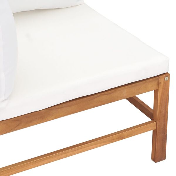 vidaXL Καναπέδες Γωνιακοί 2 τεμ. από Μασίφ Ξύλο Teak με Κρεμ Μαξιλάρια
