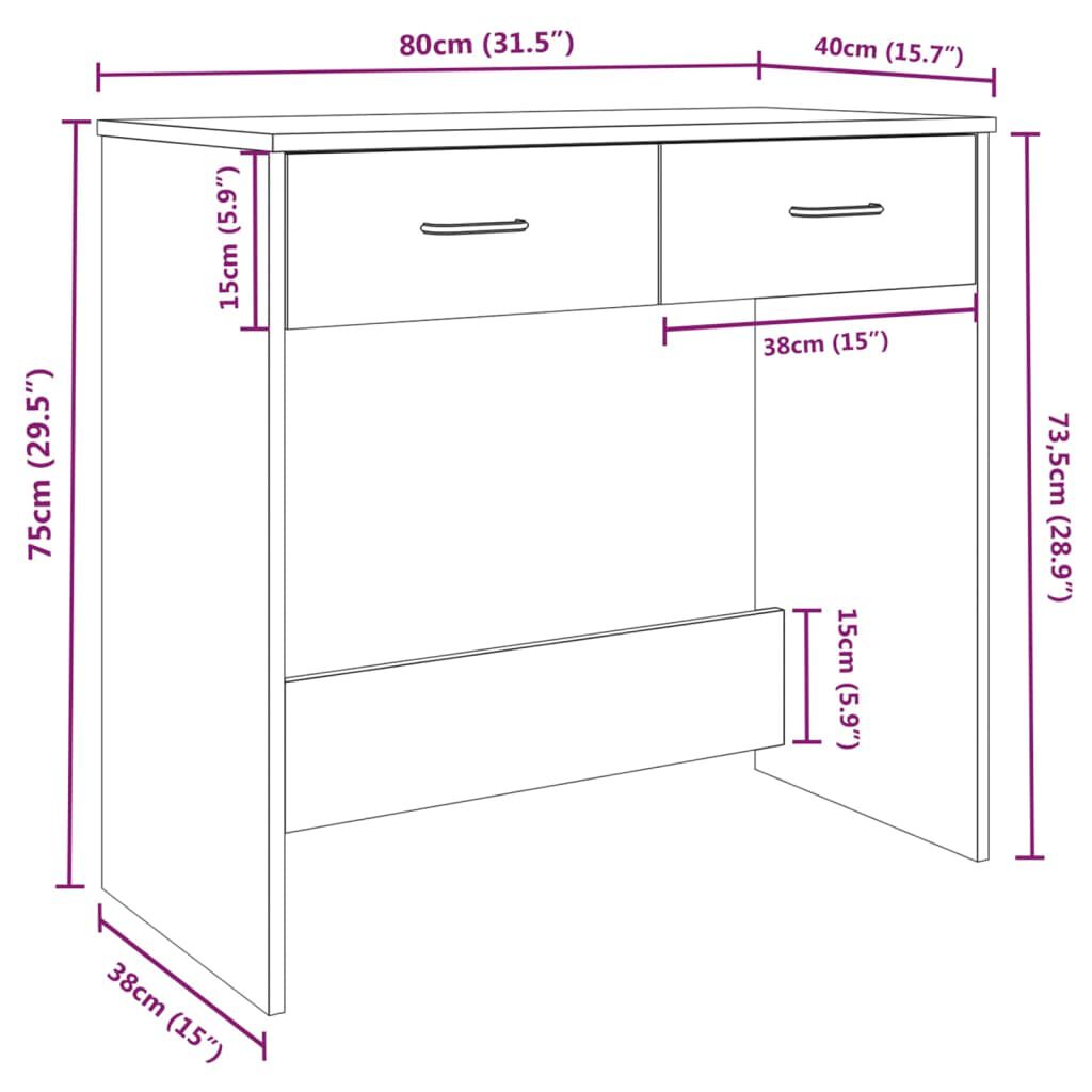 vidaXL Γραφείο Γκρι Sonoma 80 x 40 x 75 εκ. από Επεξεργασμένο Ξύλο