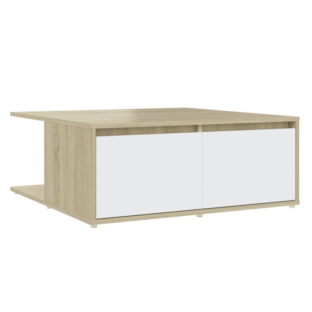 vidaXL Τραπεζάκι Σαλονιού Λευκό/Sonoma Δρυς 80x80x31 εκ. Επεξ. Ξύλο
