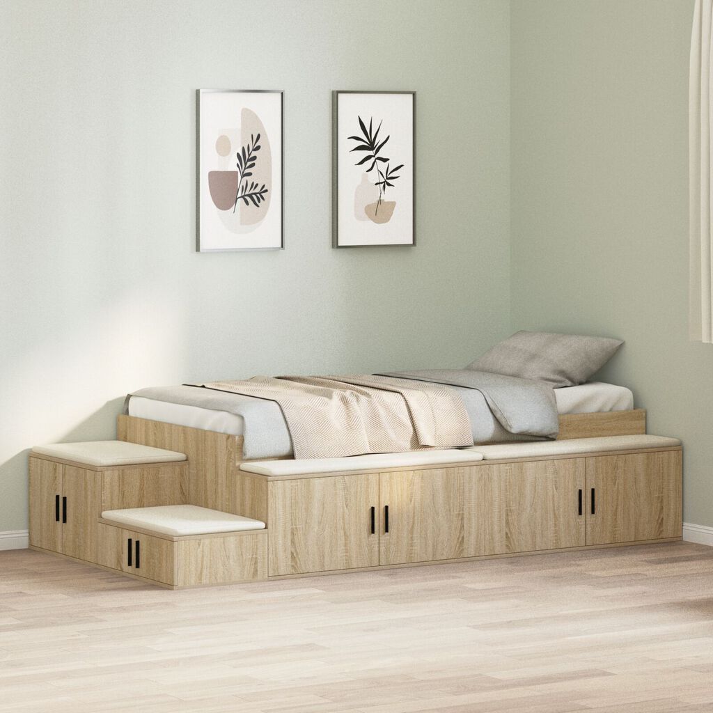 vidaXL κρεβάτι αποθήκευσης από Sonoma Oak 90x190 εκ