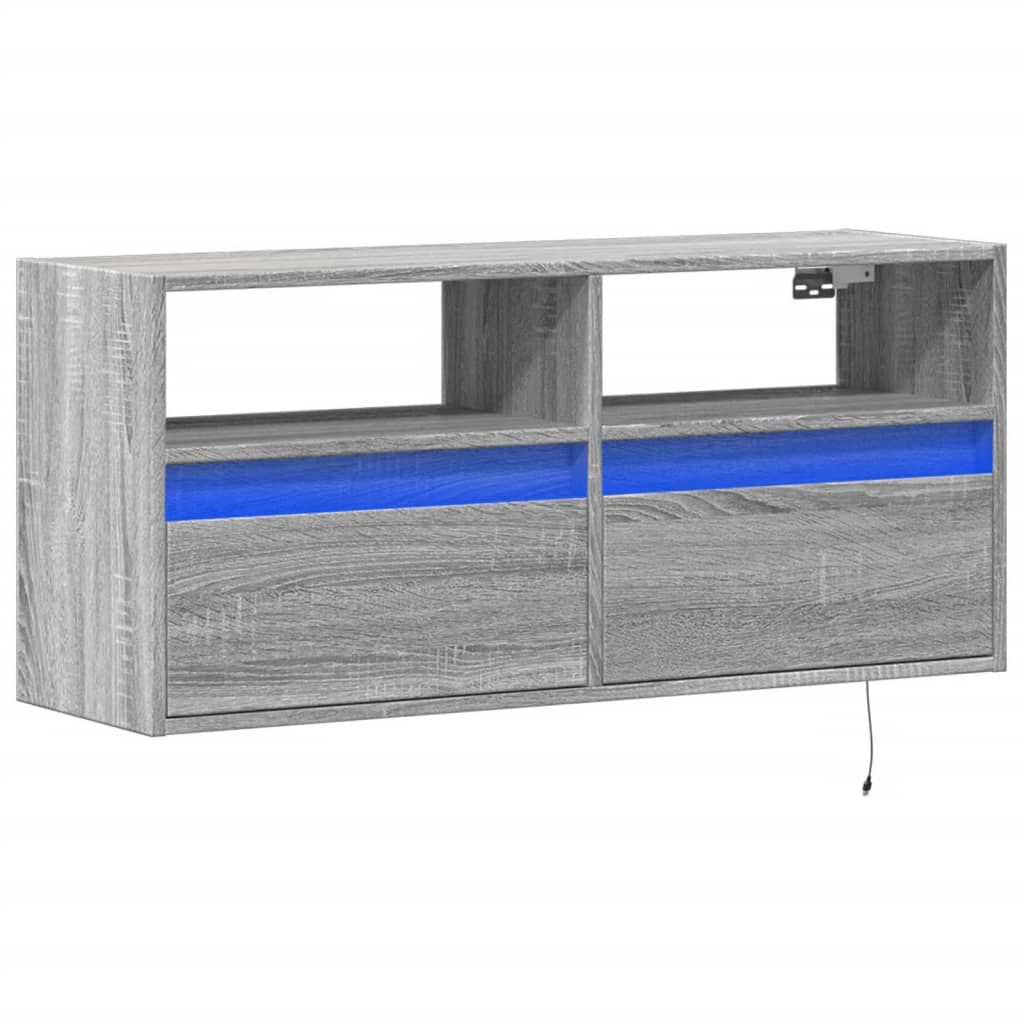 vidaXL Έπιπλο Τοίχου Τηλεόρασης με LED Γκρι Sonoma 100x31x45 εκ.