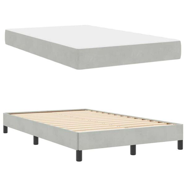 vidaXL Κρεβάτι box spring με στρώμα Ανοιχτό γκρι 120 x 190 cm Βελούδο