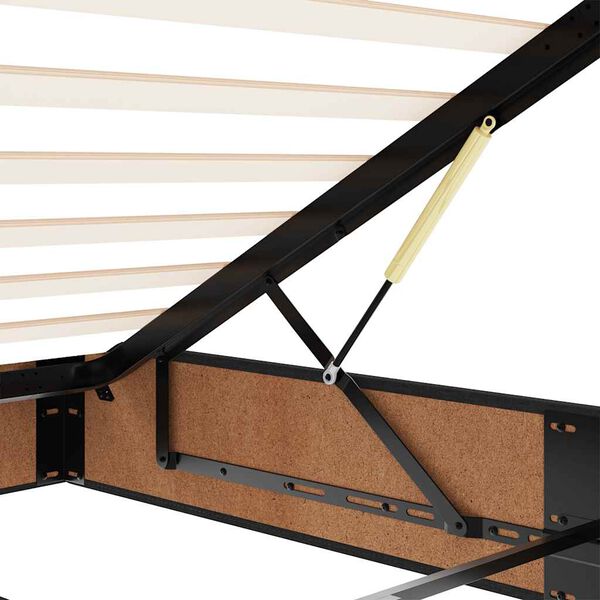 vidaXL Οθωμανικό κρεβάτι με στρώμα & LEDs Μαύρο 120x190 cm Ύφασμα