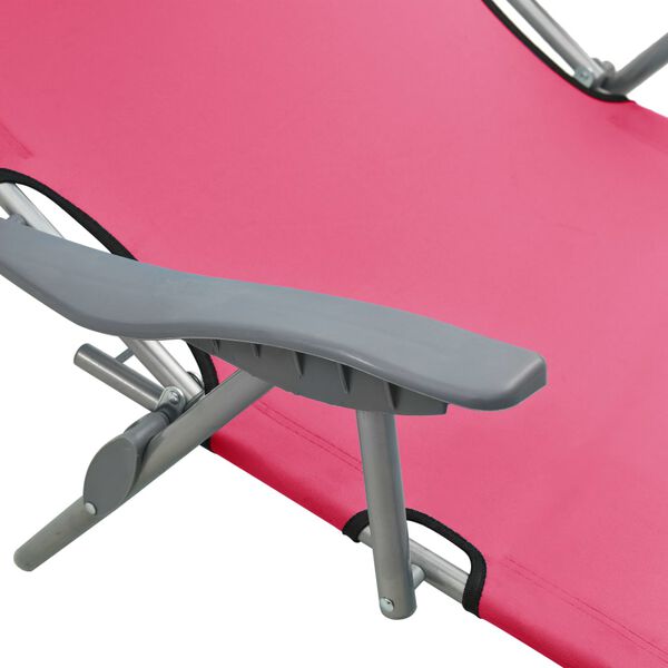 vidaXL Ξαπλώστρα Ροζ Ατσάλινη με Σκίαστρο