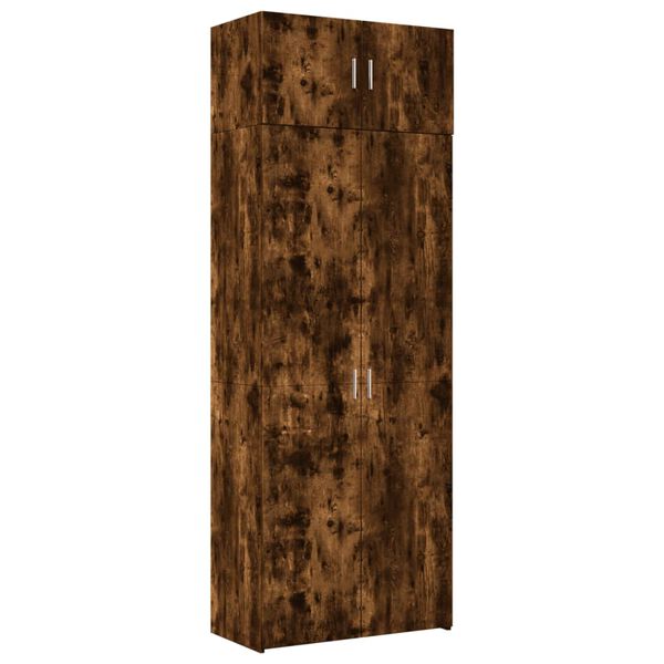 vidaXL Ραφιέρα με Ντουλάπια Καπνιστή Δρυς 80x42,5x225 εκ. Επεξ. Ξύλο