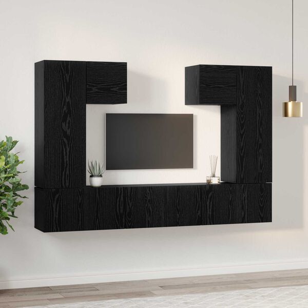vidaXL Σετ επίπλου τηλεόρασης 7 pcs Μαύρη Δρυς 180 x 30 x 120 εκ.