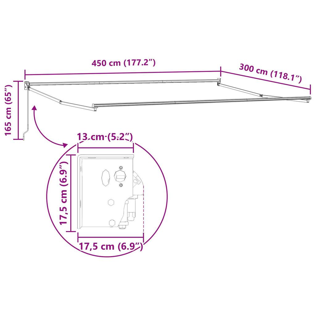 vidaXL Μηχανοκίνητη Ανασυρόμενη Τέντα Λευκή 450x300 εκ.