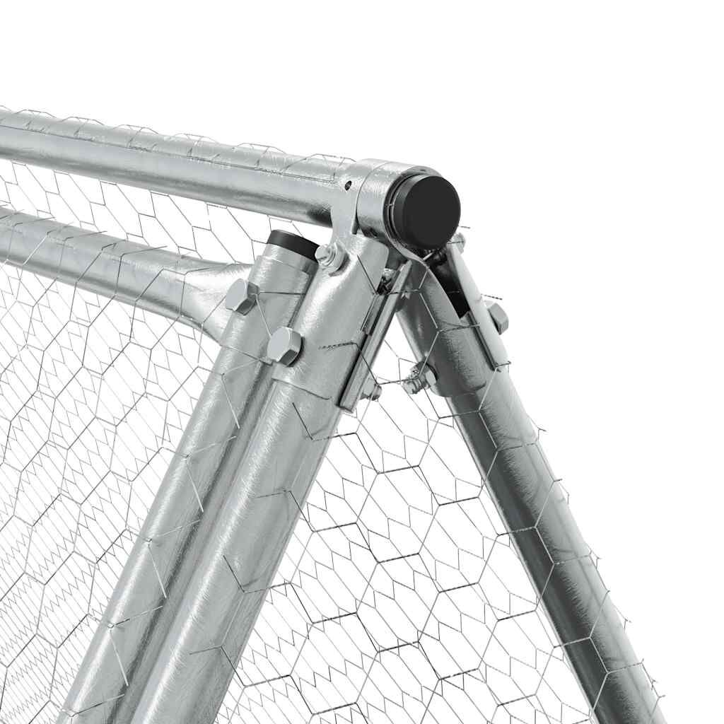 vidaXL Κοτέτσι - Κλουβί Ασημί 400x105x91 εκ. από Γαλβανισμένο Χάλυβα