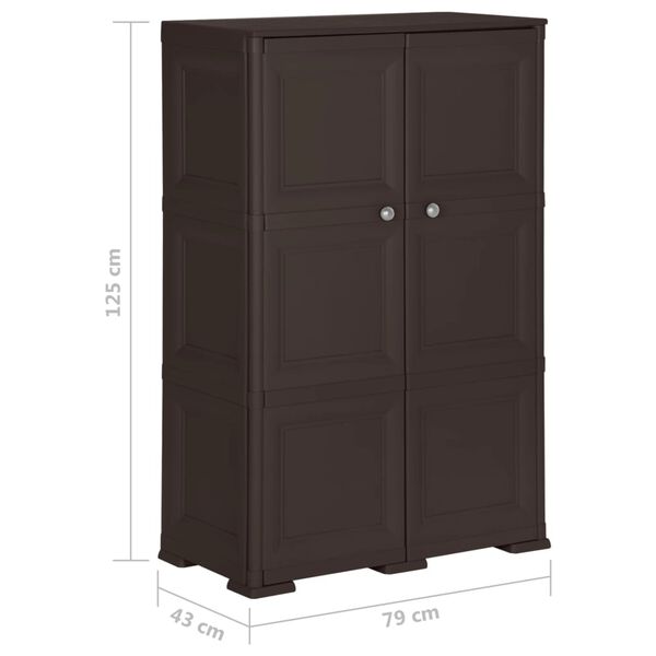 vidaXL Πλαστικό Ντουλάπι Καφέ 79 x 43 x 125 εκ. με Σχέδιο Ξύλου