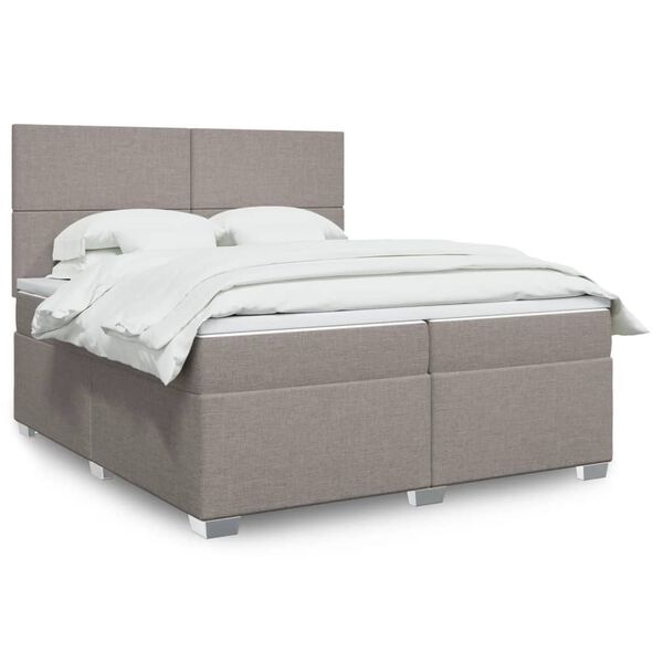 vidaXL &Kappa;&rho;&epsilon;&beta;ά&tau;&iota; Boxspring &mu;&epsilon; &Sigma;&tau;&rho;ώ&mu;&alpha; Taupe 200x200 &epsilon;&kappa;. &Upsilon;&phi;&alpha;&sigma;&mu;ά&tau;&iota;&nu;&omicron;