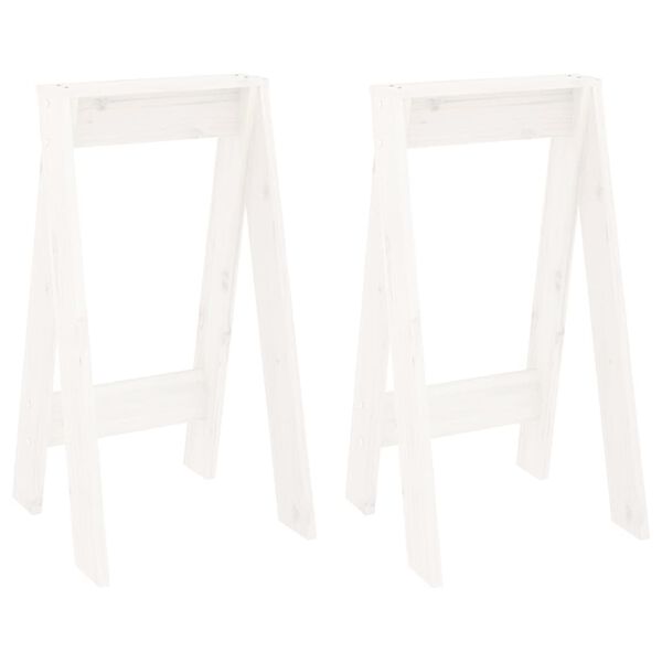 vidaXL Σκαμπό 2 Τεμ. Λευκή 40x40x75 εκ. από Μασίφ Ξύλο Πεύκου