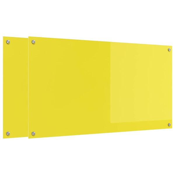 vidaXL Πίσω Πάνελ Κουζίνας 2 pcs Κίτρινο 110 x 60 cm σκληρυμένο γυαλί