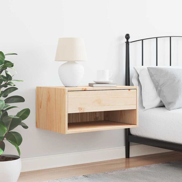 vidaXL Κομοδίνο με συρτάρι Καφέ 50 x 32.5 x 24 εκ Μασίφ ξύλο πεύκου