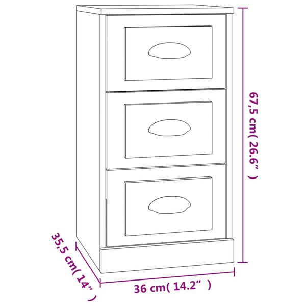 vidaXL Συρταριέρα Γκρι Sonoma 36 x 35,5 x 67,5 εκ. Επεξεργασμένο Ξύλο