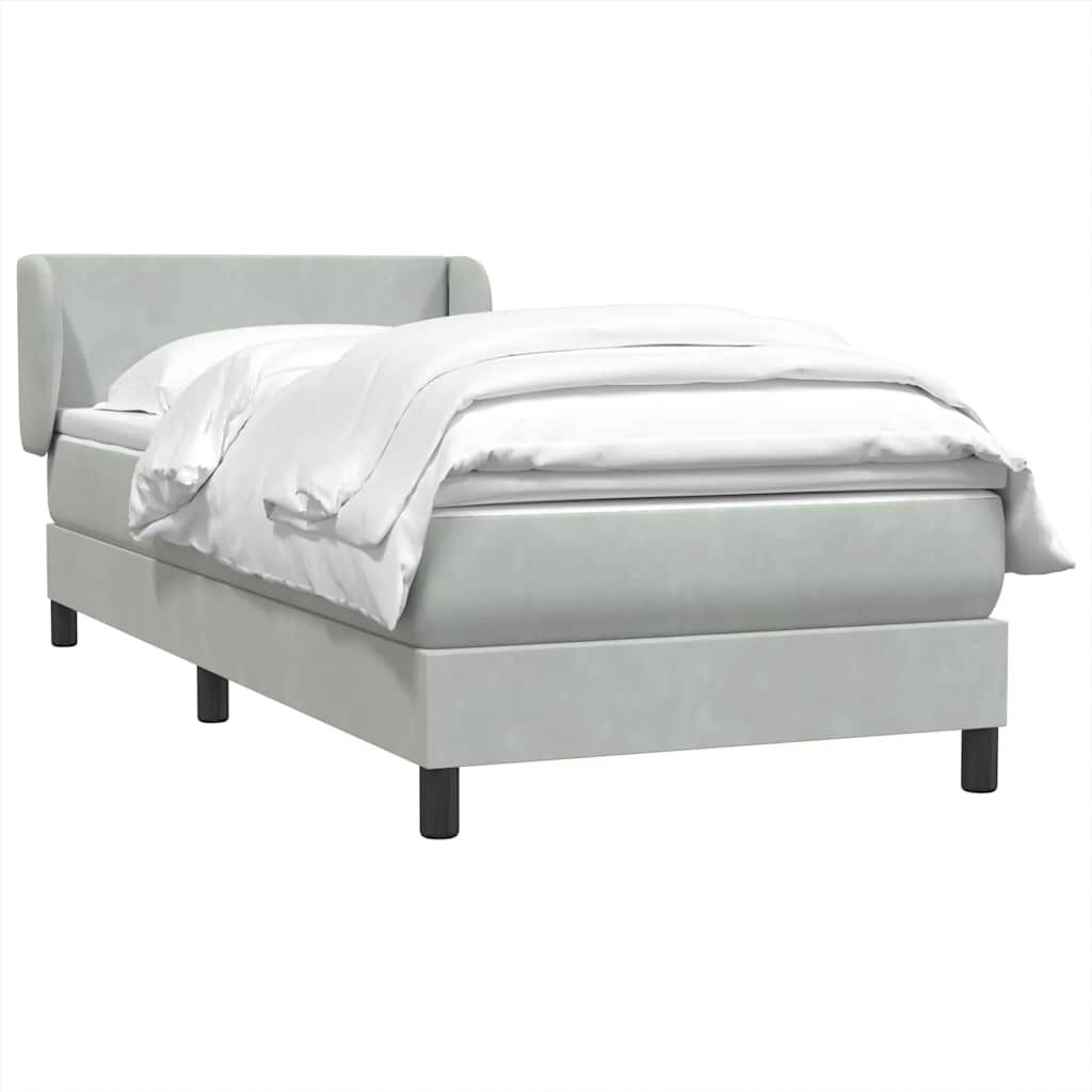 vidaXL Box Spring κρεβάτι με στρώμα ανοιχτό γκρι 90x210 cm Βελούδινο