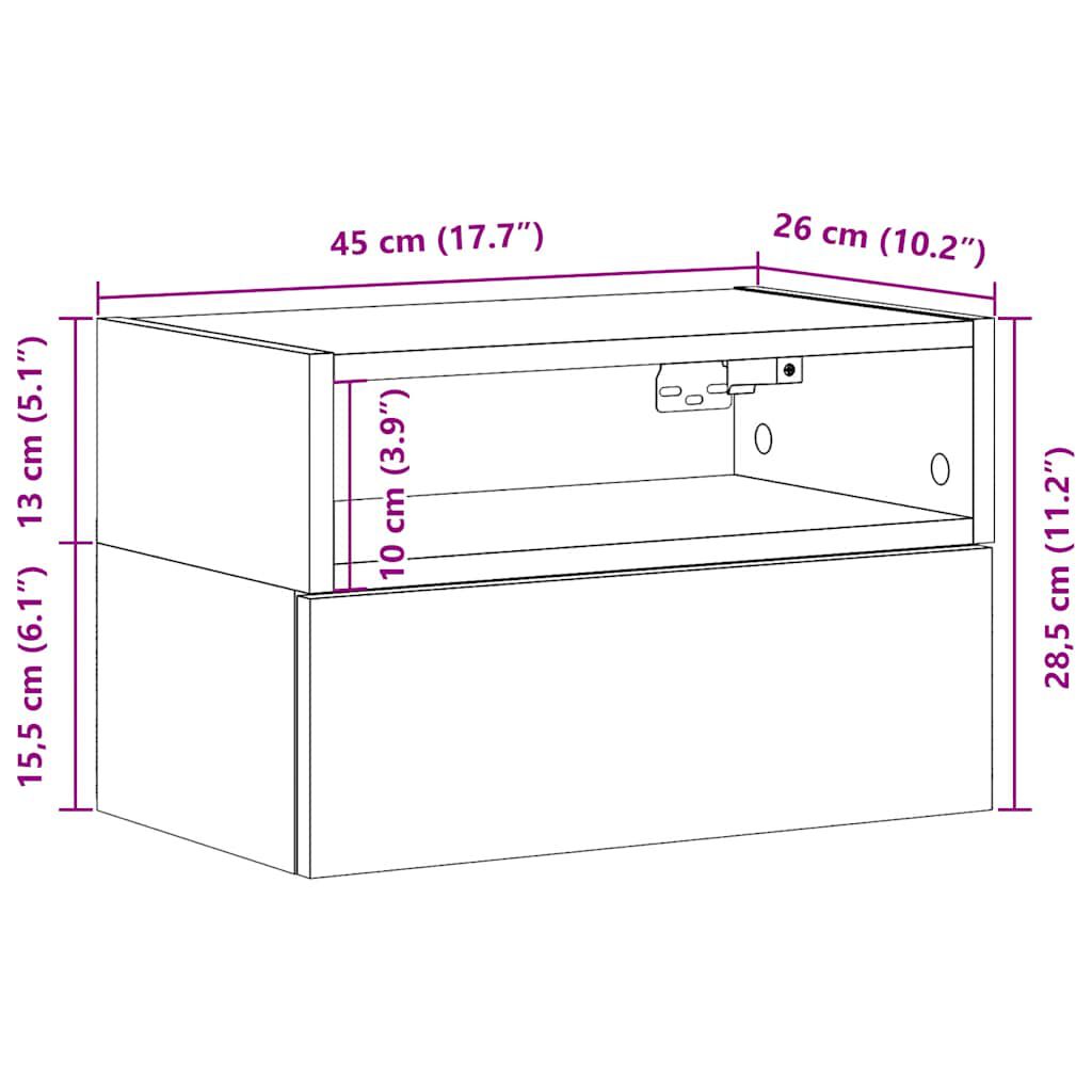 vidaXL Κομοδίνα Επιτοίχια 2 τεμ. Καπνιστή Δρυς 45x26x28,5 εκ.