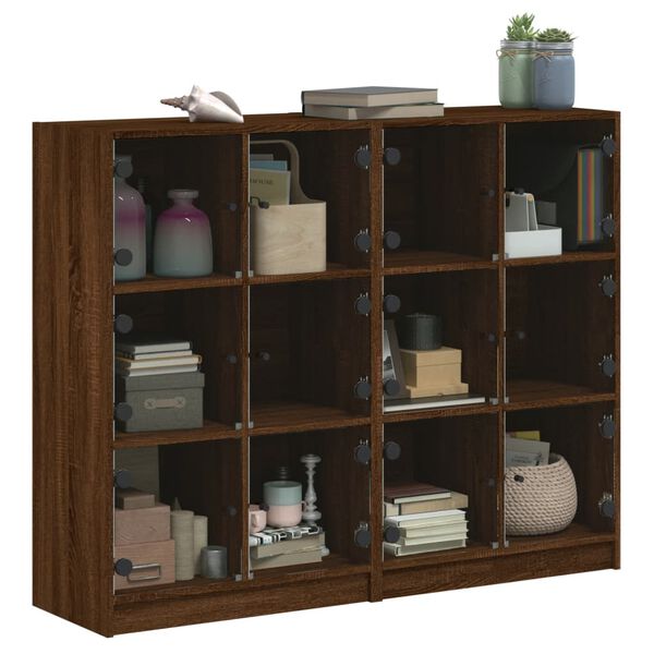 vidaXL Βιβλιοθήκη με Πόρτες Καφέ Δρυς 136x37x109 εκ. Επεξ. Ξύλο